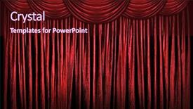  Presentation with stage curtains - Presentation design having bright red curtains on stage background and a  colored foreground