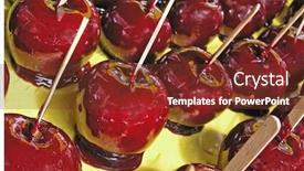  Presentation with bright - Amazing slide set having bright-red-toffee-apples backdrop and a tawny brown colored foreground