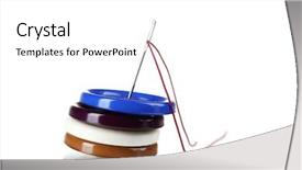  Presentation with sewing needle - Beautiful slides featuring bright sewing buttons and needle backdrop and a  colored foreground