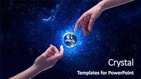  Presentation with god light - Beautiful PPT theme featuring bright shining stars and blue backdrop and a  colored foreground