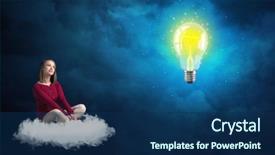  Presentation with white and black woman climbing ladders - Amazing theme having bright shiny glowing yellow lightbulb backdrop and a navy blue colored foreground