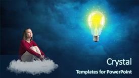  Presentation with blue white and yellow - PPT layouts consisting of bright shiny glowing yellow lightbulb background and a  colored foreground