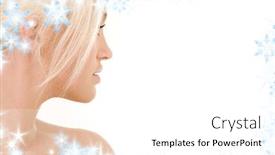  Presentation with snowflakes - PPT theme having bright sideview picture of lovely blonde with snowflakes background and a white colored foreground