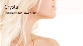  Presentation with diamond - Beautiful presentation theme featuring bright sideview picture of lovely blonde in diamond pendant backdrop and a lemonade colored foreground