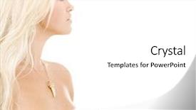  Presentation with diamond - Slides with bright sideview picture of lovely blonde in diamond pendant background and a white colored foreground