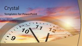  Presentation with clock face - Beautiful slide set featuring bright sky time passing backdrop and a ocean colored foreground
