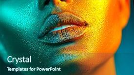  Presentation with gold design - Audience pleasing presentation theme consisting of girl lips mouth trendy glowing backdrop and a ocean colored foreground