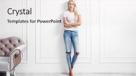  Presentation with hearing clinicyoung lady - Colorful slides enhanced with bright spring couple - attractive young lady posing backdrop and a white colored foreground