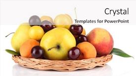  Presentation with bright white - Amazing slide deck having bright summer fruits in basket backdrop and a sky blue colored foreground