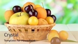  Presentation with guava fruits fresh green fruit - Slide deck having bright summer fruits in basket background and a yellow colored foreground