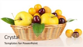  Presentation with bright colorful candy isolated - Amazing slides having bright summer fruits in basket backdrop and a  colored foreground