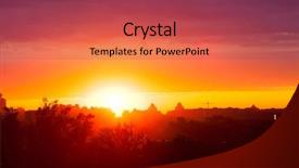  Presentation with morning sunrise - Beautiful slide deck featuring bright sun - early morning multicolored summer sunrise backdrop and a violet colored foreground