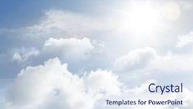  Presentation with sun - Colorful theme enhanced with bright sun in fluffy clouds backdrop and a sky blue colored foreground