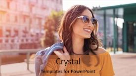  Presentation with sad woman walking - Slide set featuring bright sunny day cheerful stylish background and a red colored foreground