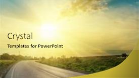  Presentation with asphalt - Slide deck consisting of bright sunset in clouds over asphalt road background and a blonde colored foreground