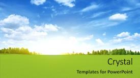  Presentation with rural india paddy field green - Beautiful slides featuring bright sunset over green field backdrop and a yellow colored foreground