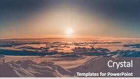  Presentation with antarctic - Presentation design with bright sunset panorama view background and a violet colored foreground