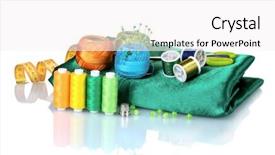  Presentation with bright white - Slides enhanced with bright thread measuring tape and fabric isolated on white background and a white colored foreground