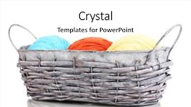  Presentation with knitting - PPT theme enhanced with bright threads for knitting in basket isolated on white background and a white colored foreground