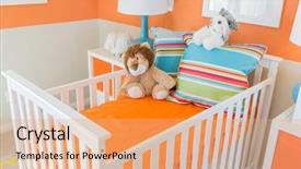  Presentation with bright - Presentation theme enhanced with bright vibrant orange baby room background and a coral colored foreground