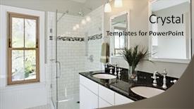  Presentation with counters - Amazing PPT theme having bright white remodel bathroom glass backdrop and a soft green colored foreground