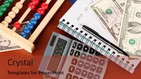  Presentation with business calculator - PPT layouts consisting of bright wooden abacus and calculator conceptual photo of old and modern business background and a tawny brown colored foreground
