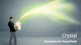  Presentation with light green - Cool new PPT theme with person in stylish suit concept backdrop and a gray colored foreground