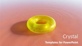  Presentation with water color - Cool new slide set with bright-yellow-inflatable-ring-float backdrop and a coral colored foreground