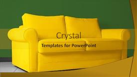  Presentation with bright yellow - Beautiful slides featuring bright yellow sofa against green wall indoors backdrop and a gold colored foreground