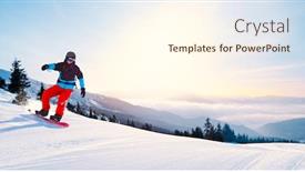  Presentation with winter sports - Amazing presentation theme having bright-young-snowboarder-riding-red backdrop and a cream colored foreground