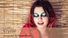  Presentation with eco - Cool new slide deck with bright young teenager girl on eco background backdrop and a coral colored foreground