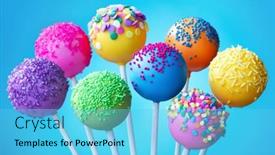 Presentation with colored - Presentation theme featuring brightly-colored-cake-pops background and a light blue colored foreground