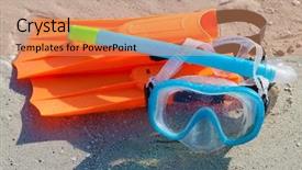  Presentation with mardi gras mask and beads - Presentation enhanced with fins on a sand background and a coral colored foreground