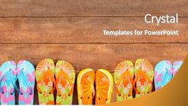  Presentation with colored - Colorful slides enhanced with brightly colored flip-flops backdrop and a coral colored foreground