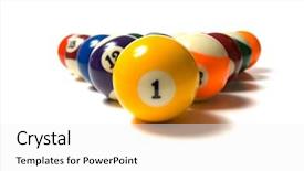 Presentation with billiard - Audience pleasing slide deck consisting of brightly colored new pool balls backdrop and a  colored foreground