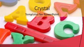  Presentation with white letters - PPT theme consisting of brightly colored plastic letters on a white background - alphabet letters background and a yellow colored foreground