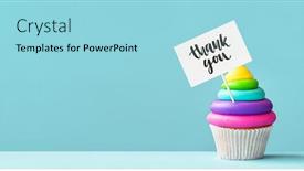  Presentation with cupcake - PPT layouts with brightly-colored-rainbow-cupcake-decorated background and a light blue colored foreground