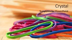  Presentation with rubber - Amazing slide deck having still life business office supplies - brightly colored rubber bands backdrop and a yellow colored foreground