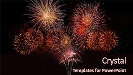  Presentation with fireworks - Slide set with brightly colorful fireworks on twilight background and a wine colored foreground