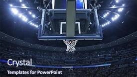  Presentation with sports arena - Audience pleasing PPT layouts consisting of brightly lit basketball backboard backdrop and a wine colored foreground