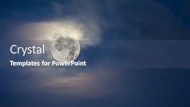  Presentation with fantasy full moon in night - PPT theme having brightly-lit-full-moon-lights background and a ocean colored foreground