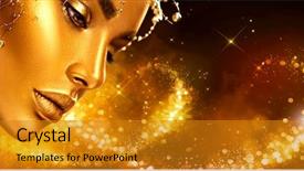  Presentation with metal accessories - Audience pleasing slide deck consisting of metal powders - fashion art golden skin woman backdrop and a gold colored foreground