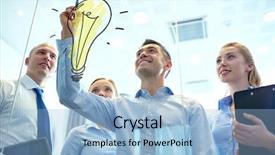  Presentation with team planning - PPT theme enhanced with brilliant - business people teamwork and planning background and a light blue colored foreground