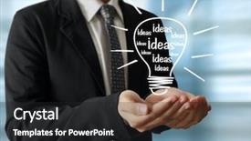  Presentation with light bulb - Beautiful PPT theme featuring brilliant thinking - idea concept man holding light backdrop and a dark gray colored foreground
