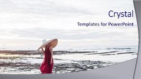  Presentation with maxi - PPT theme consisting of brim - beautiful elegant young lady background and a sky blue colored foreground