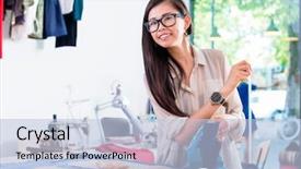  Presentation with sewing - Slide deck consisting of brin - asian fashion designer woman sewing background and a  colored foreground