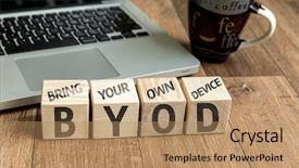  Presentation with cube - Beautiful PPT layouts featuring bring your own device byod backdrop and a coral colored foreground