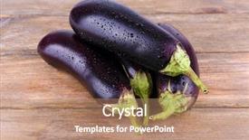  Presentation with rustic wood wooden frame - PPT layouts with brinjal - aubergines on wooden background background and a  colored foreground