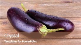  Presentation with prebiotics probiotics a wooden - Audience pleasing PPT theme consisting of brinjal - aubergines on wooden background backdrop and a  colored foreground
