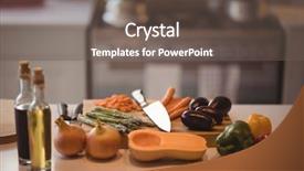  Presentation with food - Theme featuring brinjal - food ingredients on wooden table background and a  colored foreground